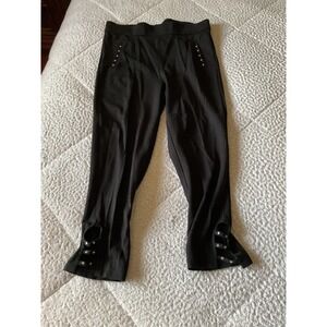 Grenier Cropped‎ Pants  Small Black Excellent Studded Hem Cutout G11VPAK00053